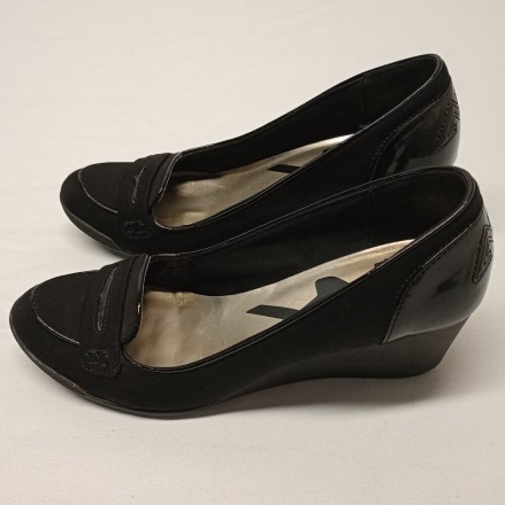 Anne Klein AK Sports Tagolong Black Wedge Shoes Size 7M